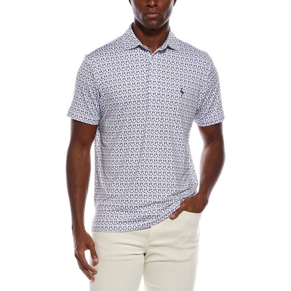 Tailorbyrd Mens  Bottoms Up Printed Performance Polo Shirt, Red